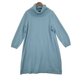Talbots 2XPlus Light Blue Turtleneck Sweater Dress Cotton/Acrylic Blend 21CT